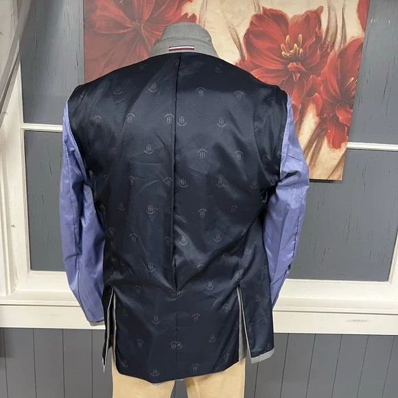 Tommy Hilfiger Blazer Jacket Sport Coat Mens 44R Wool Blend Stretch Gray